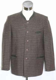 WOOL GRAY Men BROWN Tweed German JACKET Coat 50 44 L  