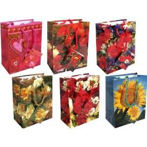 12 x Geschenkbeutel Geschenktüten klein (114x65x146mm), Blumen 12 