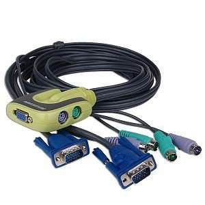  IOGEAR MiniView Micro 2 Port PS/2 KVM Switch w/Cables 