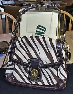 Luxurious Coach Legacy Zebra Pattern Slim Flap Soft Handbag 10366 FS 