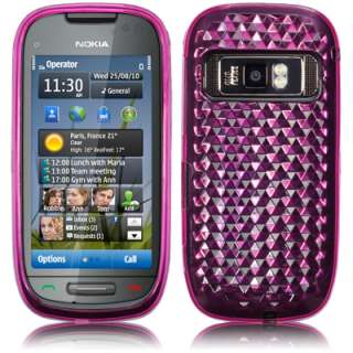 GEL CASE COVER FOR NOKIA C7   HOT PINK HEX PATTERN  
