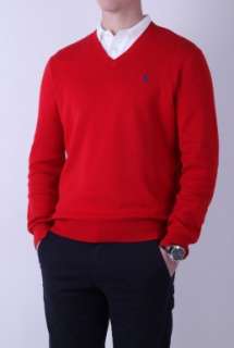 Red Cotton V Neck Knit by Polo Ralph Lauren   Red   Buy Knitwear 