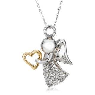 XPY 10k White Gold Diamond Journey Angel Pendant Jewelry 