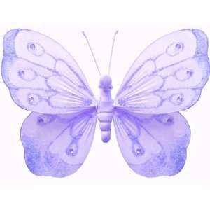 Purple Shimmer Butterfly Decorations   butterflies hanging nylon 