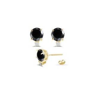   50 Cts Black & White Diamond Earrings in 14K Yellow Gold Jewelry
