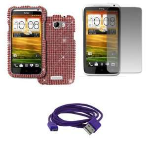  EMPIRE AT&T HTC One X Full Diamond Bling Case Cover (Red 