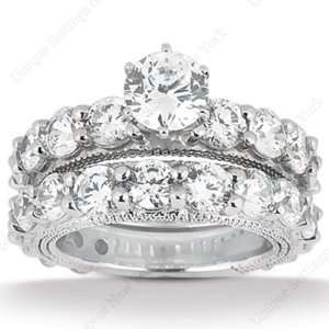   Engagement Ring Bridal Set Round Prong 14k White Gold DALES Jewelry