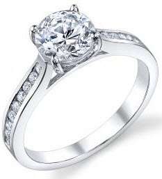  Round Channel Set Diamond Engagement Ring .21ct (cz ctr) Jewelry