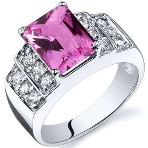 Radiant Cut 3.00 carats Pink Sapphire Cubic Zirconia Ring in Sterling 
