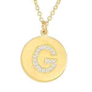   14k Yellow gold with White diamonds initial G disc pendant Jewelry