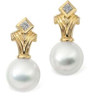  South Sea Cultured Pearl & Diamond Earring Jewelry