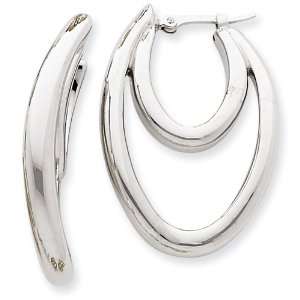  14k White Gold Curved Double Hoop Earrings Jewelry