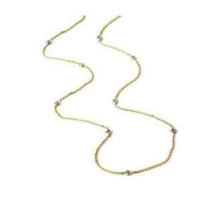 14k Yellow Gold Diamond Station Necklace (1/5 cttw, H I Color, I2 I3 