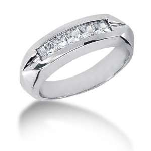  0.85 Ct Men Diamond Ring Wedding Band Princess Cut Channel 