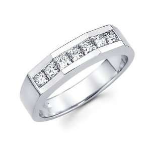   White Gold Mens Diamond Wedding Ring Band 1.0 ct (G H, SI1) Jewelry