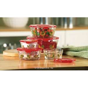  Rooster Covered Glass Bowl Set 