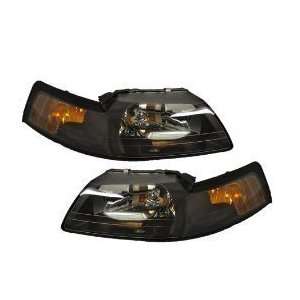  Ford Mustang Headlight Set Black With Xenon Bulbs Driver 