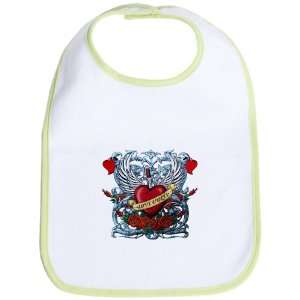 Baby Bib Kiwi Love Hurts with Sword Heart Thorns and Roses 