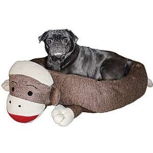  Sock Monkey Cuddly Pet Bed   for Cats & Smaller Dogs 26 x 