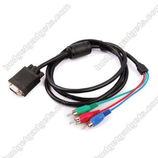 15 Pin VGA SVGA Male to 3RCA Male AV Audio Video Cable  