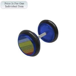  Blue Acrylic 16 Gauge Rainbow Logo Ear Plug   31385 5 B Jewelry