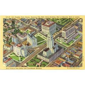 1940s Vintage Postcard Los Angeles Civic Center   showing City Hall 