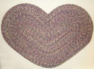 Heart Shaped Braided Rug Pink Purple Sage & Yellow  