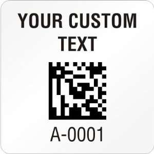  Custom 2D Barcode Label, 1 x 1 Reflective Labels Office 