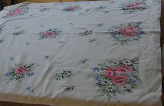 CHARMING COTTON MID CENTURY MODERN FLORAL TABLECLOTH  