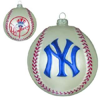 New York Yankees Baseball NY Blown Glass Christmas Ornament  