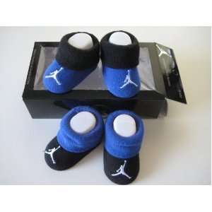 Air Jordan Newborn Infant Baby Booties Black and Blue W/classic Jordan 