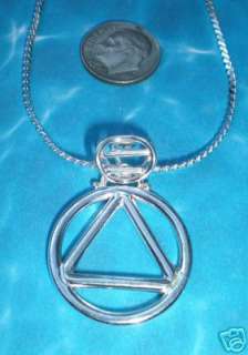 Large st SILVER AA Alcoholics Anonymous Pendant Necklace sterling 