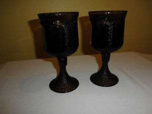 Pair Amber Root Beer Glass Wine Glasses Heavy Goblets  