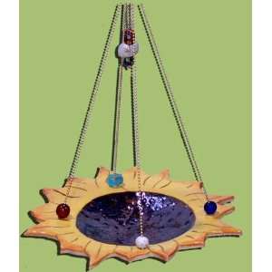 Amaranth Stoneware Ltd. Handmade Sunflower Design Hanging Bird Bath w 
