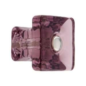  Square Purple Glass Cabinet Knob With Nickel Bolt.