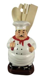 Funny Fat Chef Ceramic Kitchen Utensil Holder  