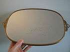 ANTIQUE VICTORIAN BRONZE HANDLED VANITY MIRROR AS IS Tray Gold Brass 