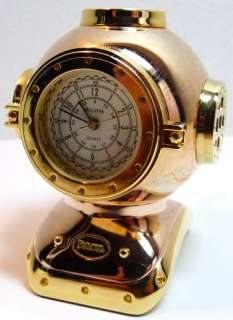 BULOVA Antique Diver Helmet Watch Clock B0589 Miniature Clock Brass 