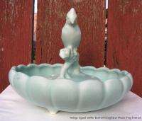 Vintage Signed Weller American Art Pottery Bowl + Kingfisher Flower 