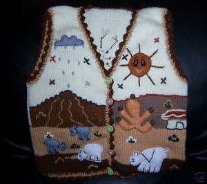 New Cute Stunning Arpillera Vest ~ Peru Ivory Alpacas 6  