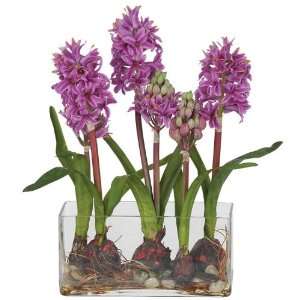  Hyacinth w/Rectangle Vase Silk Flower Arrangement