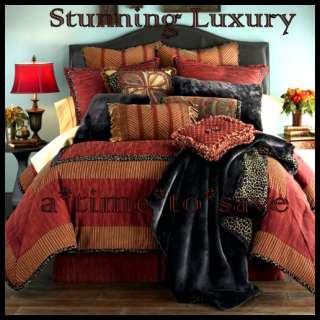  FULL Cardinal Red Black Leopard LUXURY 6pc Comforter Set $400  