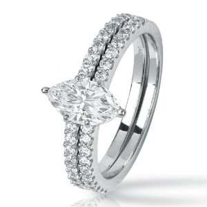 Style Bead Set Diamonds Engagement Ring with a 0.46 Carat Asscher Cut 