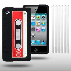  IPOD TOUCH 4 CASSETTE TAPE DESIGN SILICONE SKIN CASE WITH 