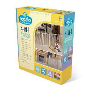 Regalo 4 In 1 Metal Play Yard, White Baby  