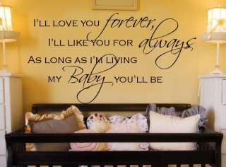 LL LOVE YOU FOREVER vinyl wall decal/quote/words/baby  