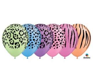 Neon Animal Print Latex Balloons Leopard Cheetah Zebra Tiger Stripes 