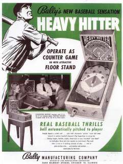 Heavy Hitter baseball woodrail pitch & bat pinball RARE  