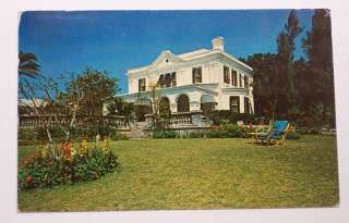 1953 Colonial House Lawn Rosedon Bermuda Postcard  
