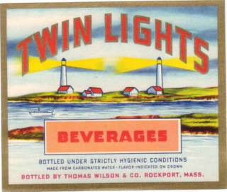 Twin Lights Soda Crate Label Rockport, MA  
